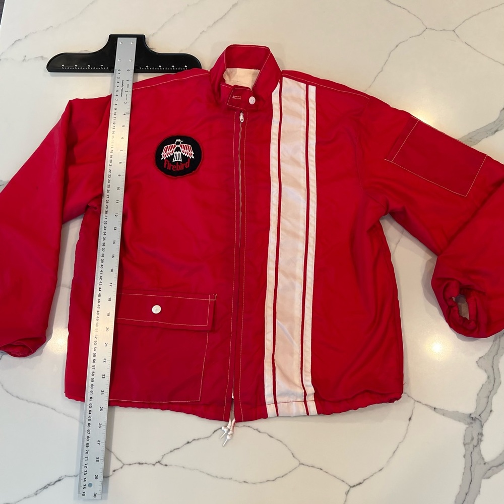 Vintage Red Firebird Racing Jacket with White Stripes